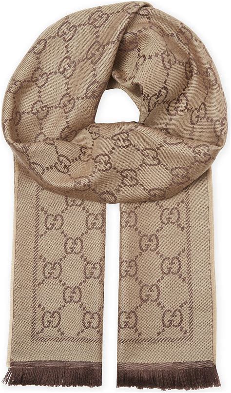 gucci gg logo scarf brown|gucci wool scarf sale.